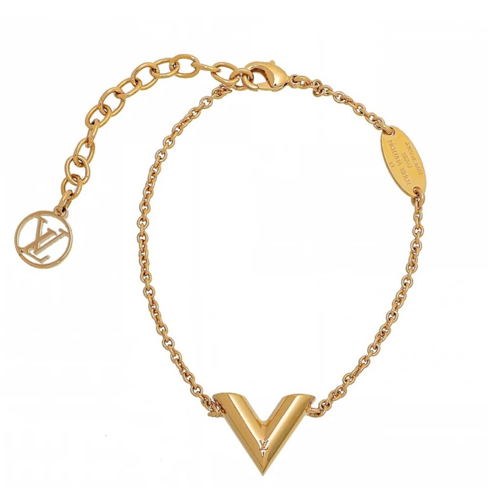 Louis Vuitton Gold V Charm Bracelet